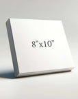 A white square canvas with a sleek gallery wrap leans against a light gray background, featuring the bold text "8” x 10”" in black. The Offley Green 8x10 Rustic Canvas Print promises quality and style, available in over 10 designs for your space.