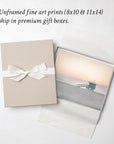 Unframed fine art print with a box featuring a white bow on a light gray background.