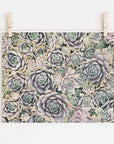 Pastel Green Botanical Print 'Succulents Forever'