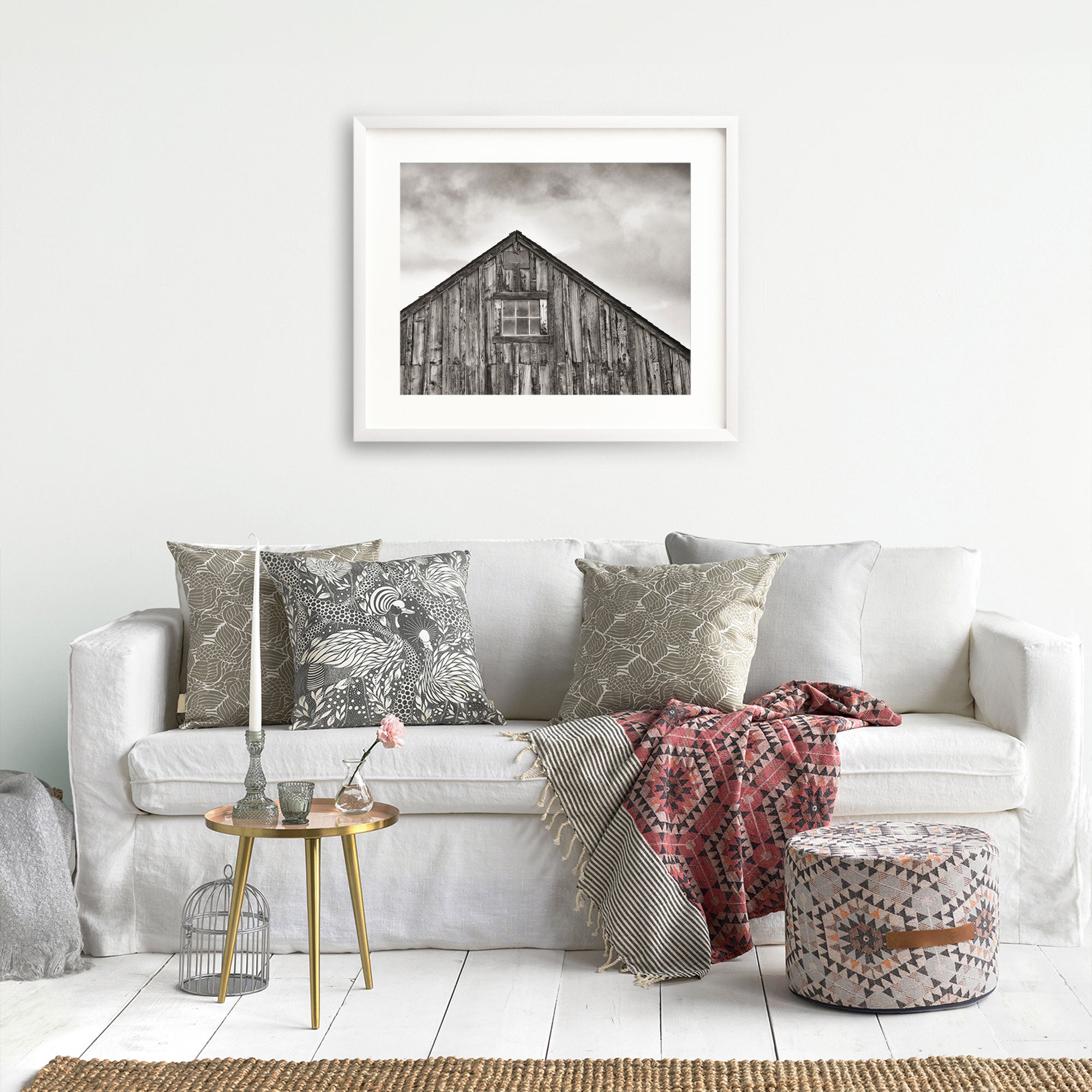 Farmhouse Rustic Print, 'Old Barn at Bodie (Black & White)'