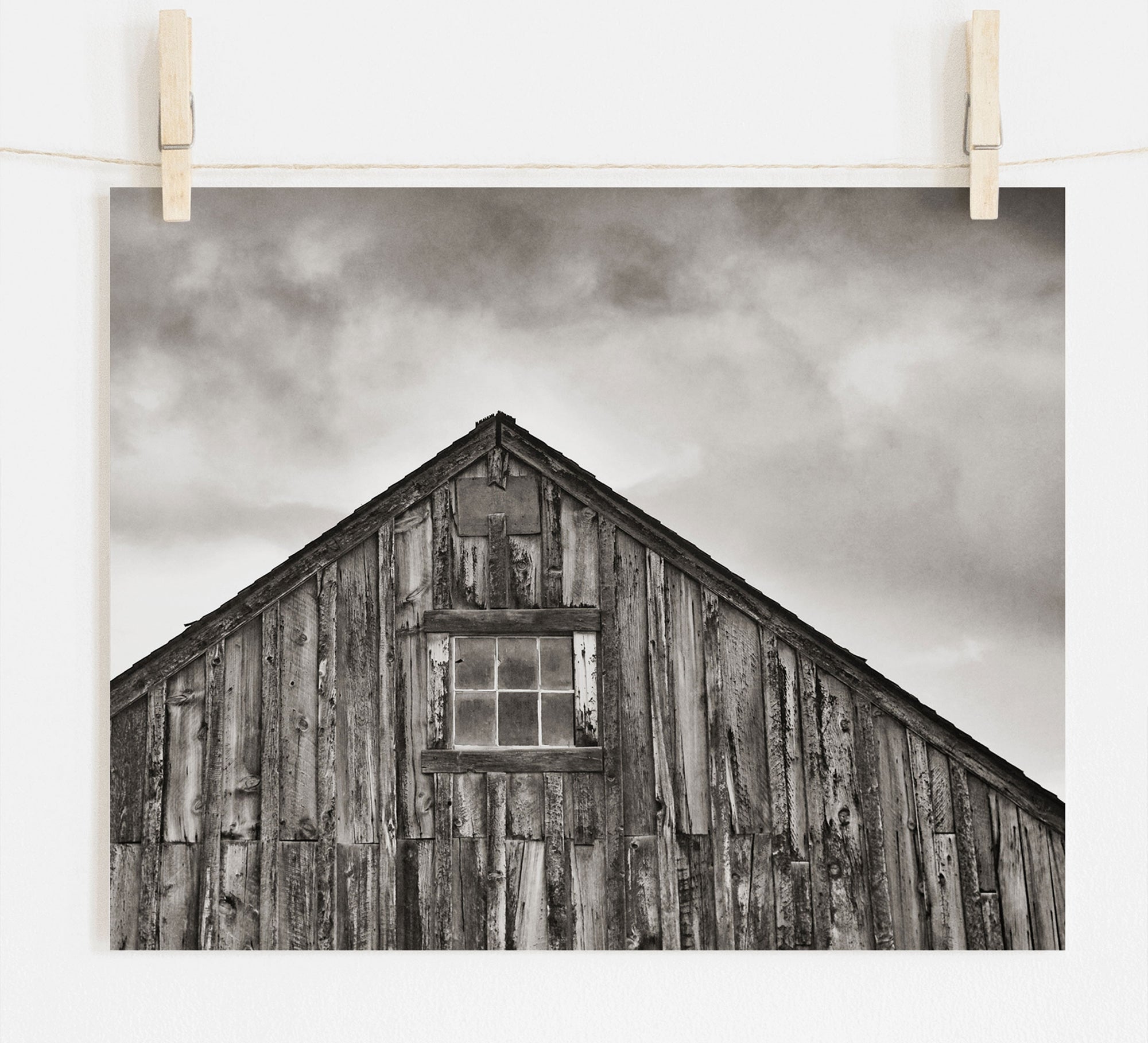 Farmhouse Rustic Print, 'Old Barn at Bodie (Black & White)'