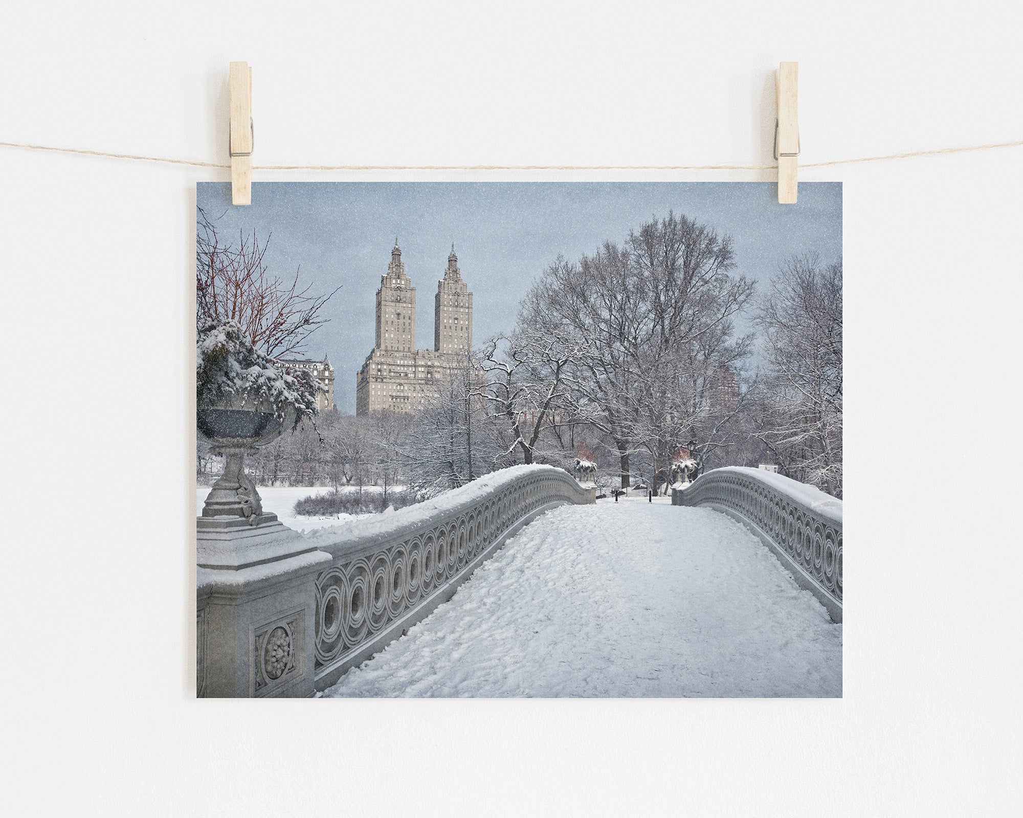 New York City Print, 'Snow on Bow Bridge'