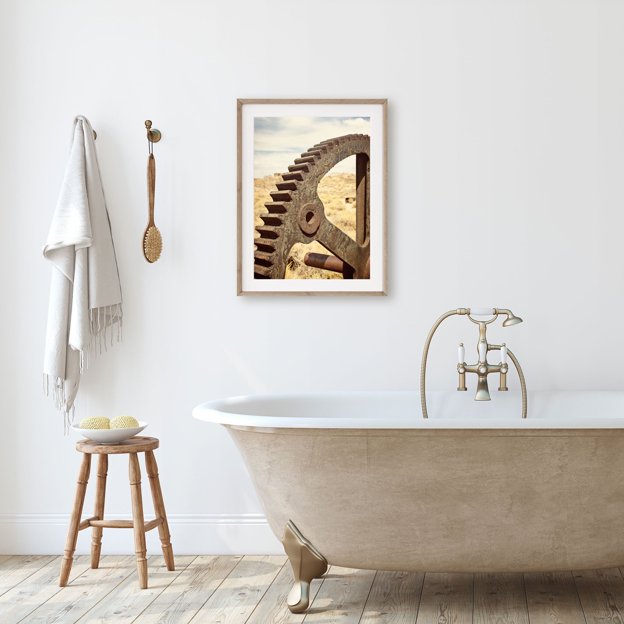 Rustic Industrial Wall Art, 'Giant Rusty Cog'
