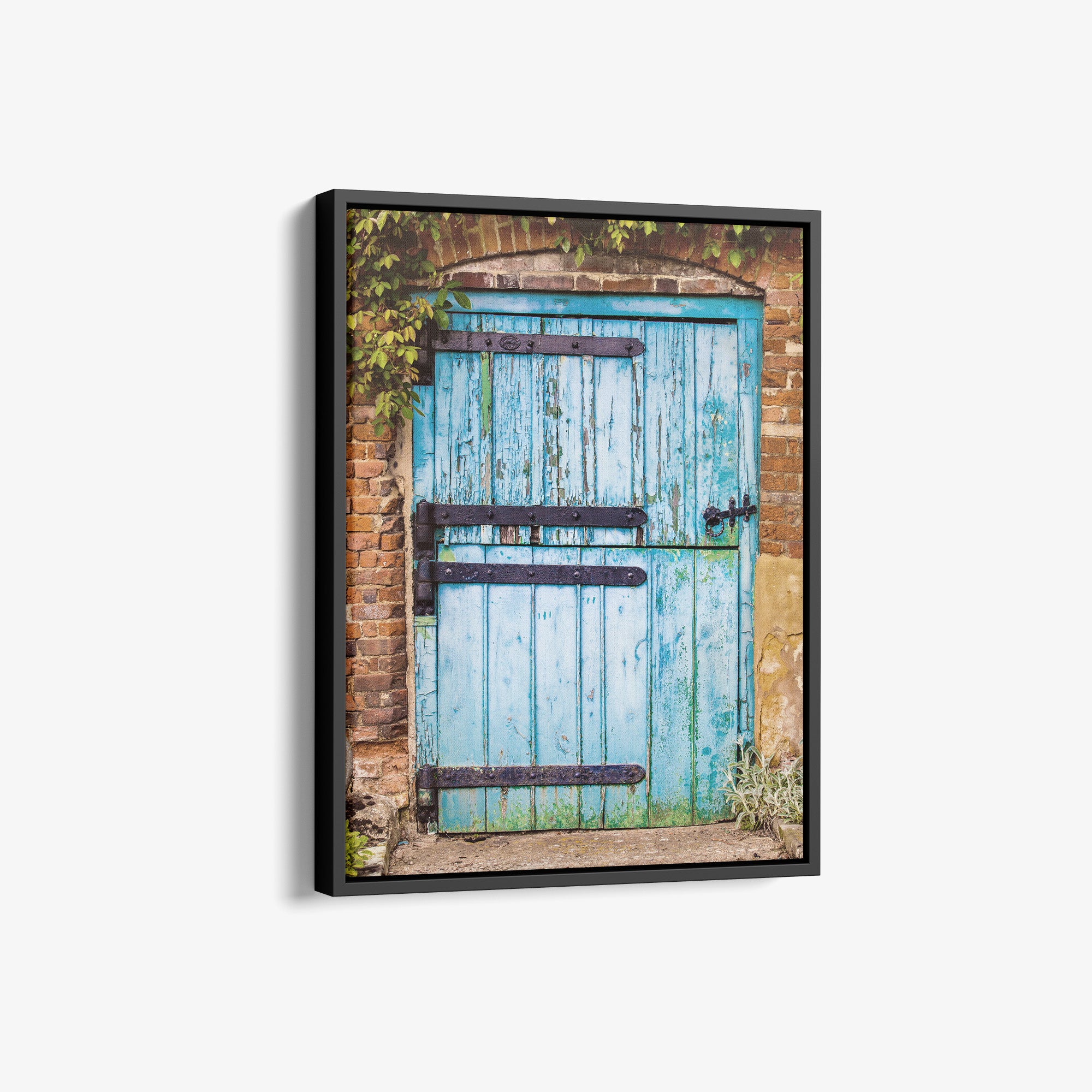 Rustic Country Cottage Wall Art, 'Flakey Blue Barn Door'