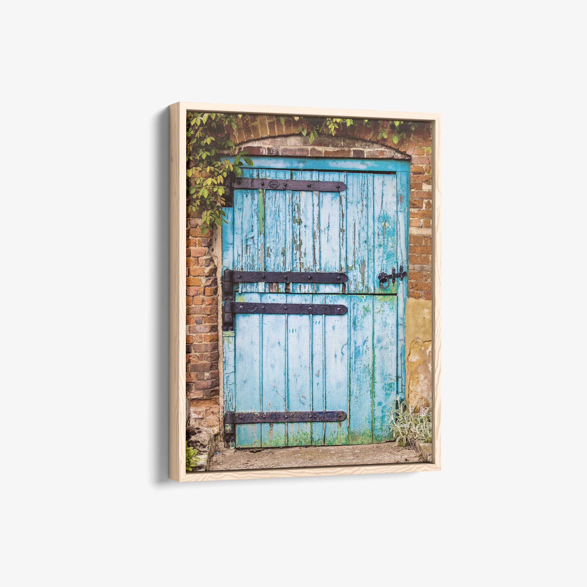 Rustic Country Cottage Wall Art, 'Flakey Blue Barn Door'