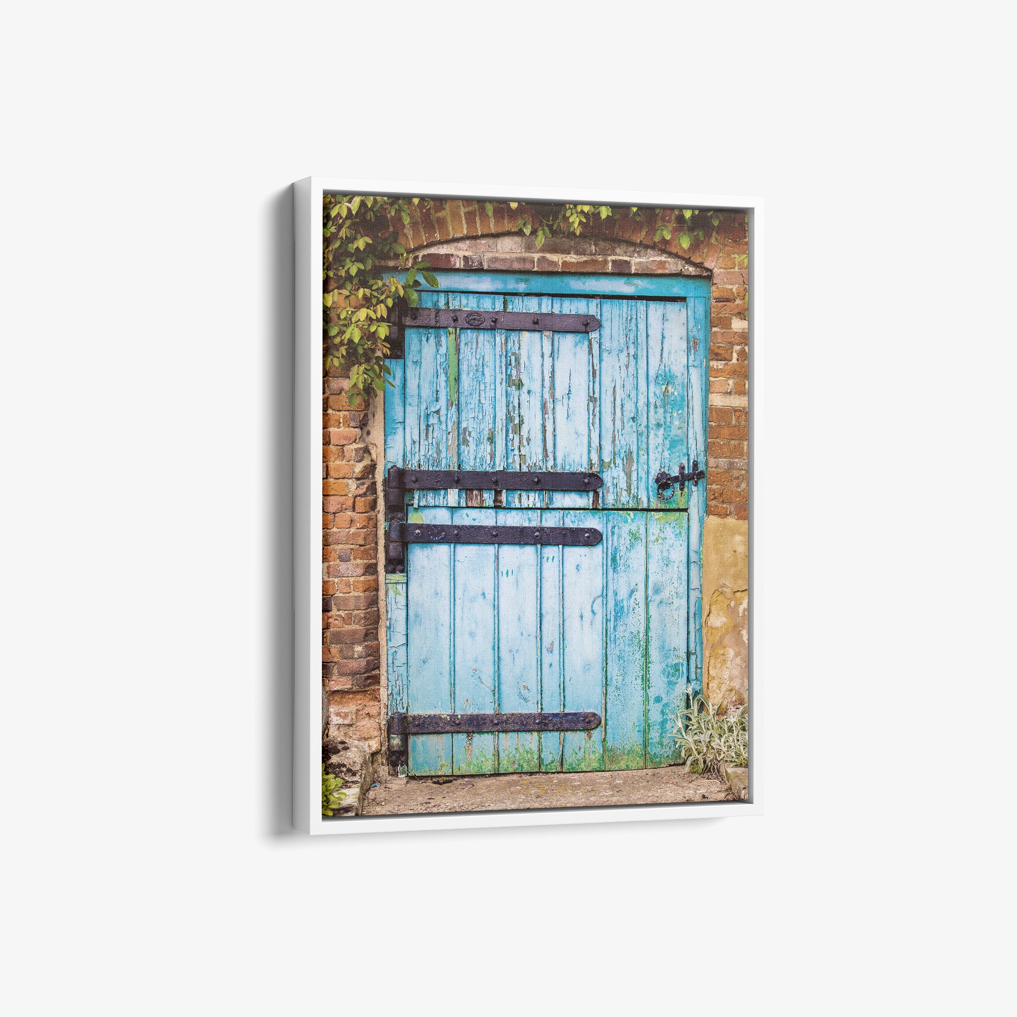Rustic Country Cottage Wall Art, 'Flakey Blue Barn Door'