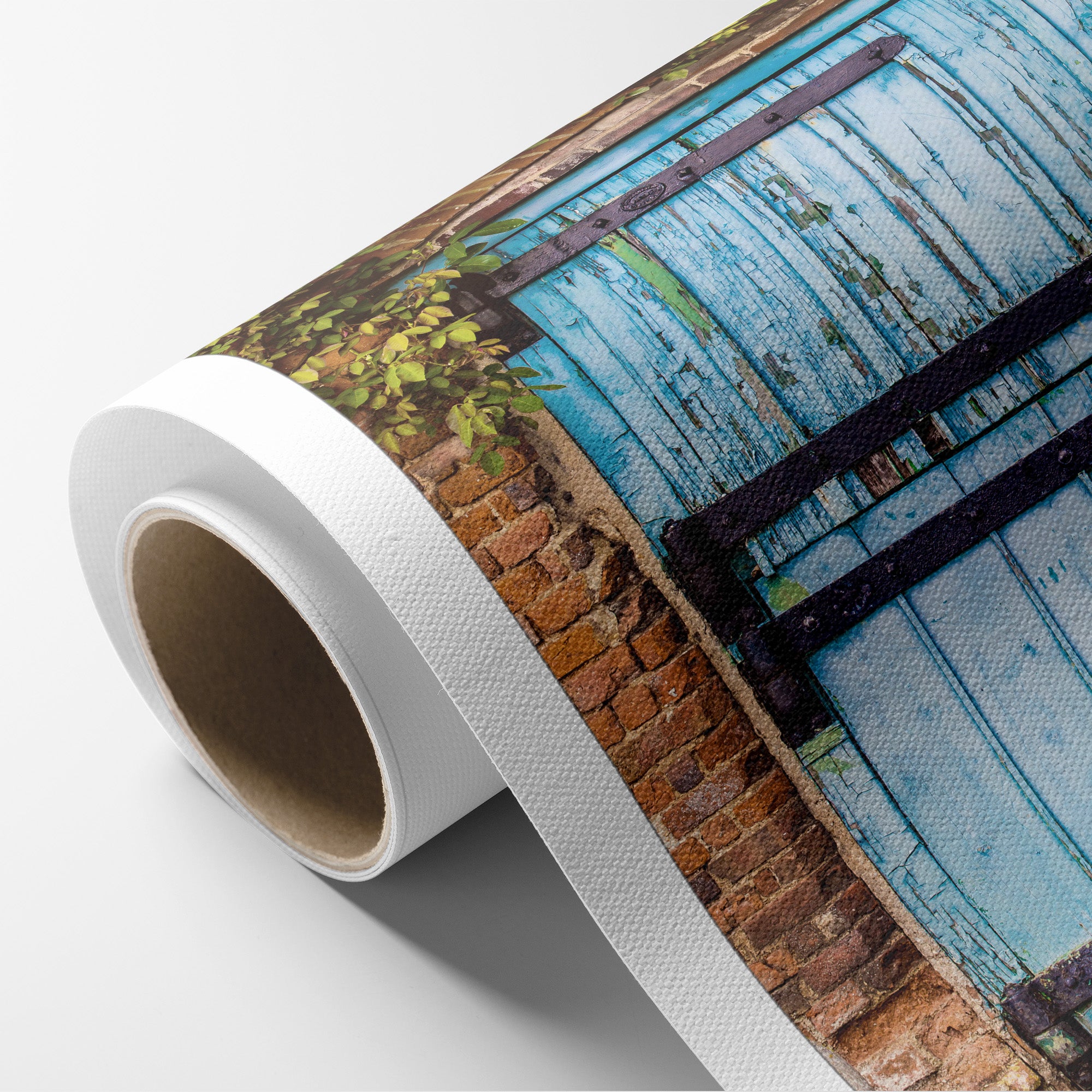 Rustic Country Cottage Wall Art, 'Flakey Blue Barn Door'