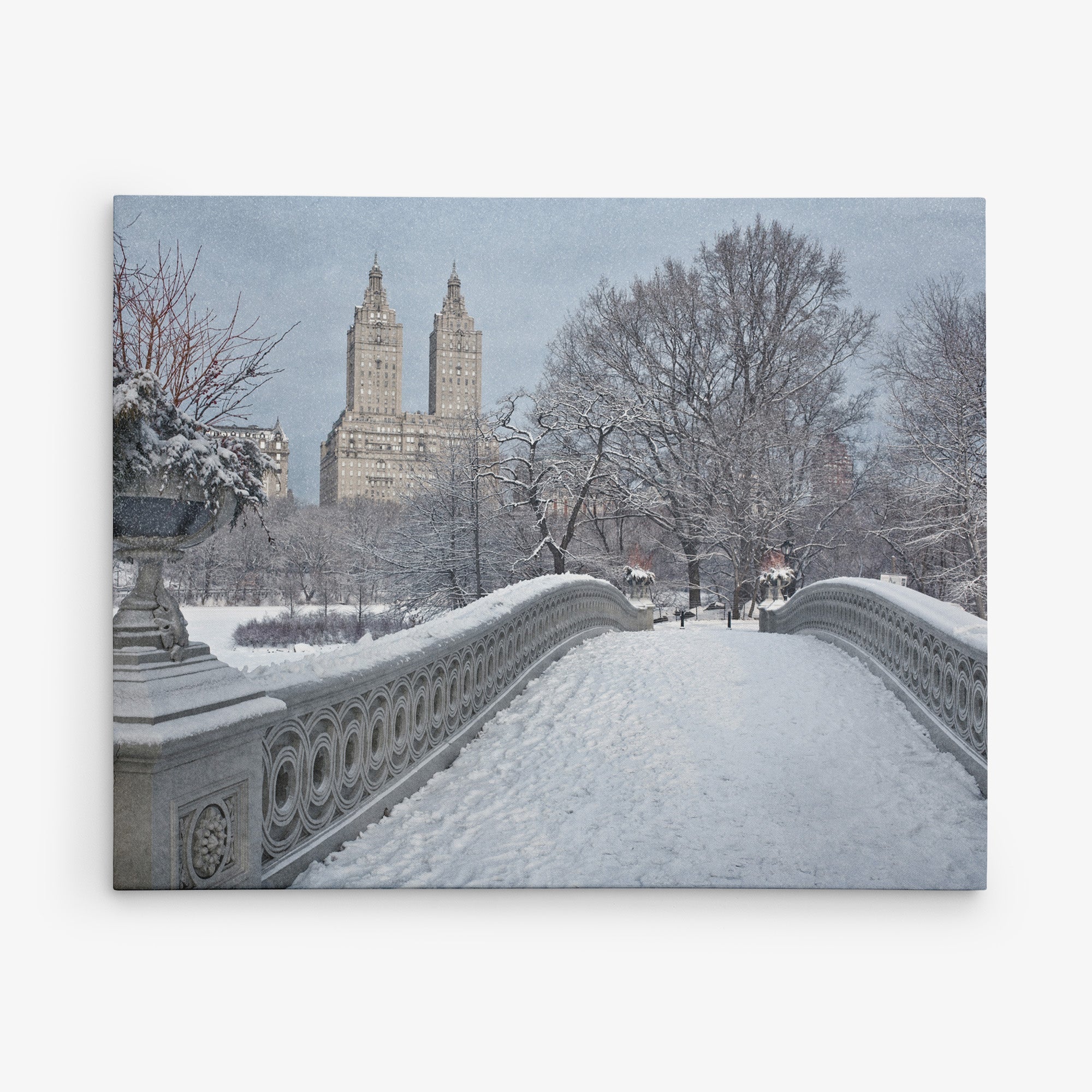 New York City Canvas Wall Art, 'Snow on Bow Bridge'
