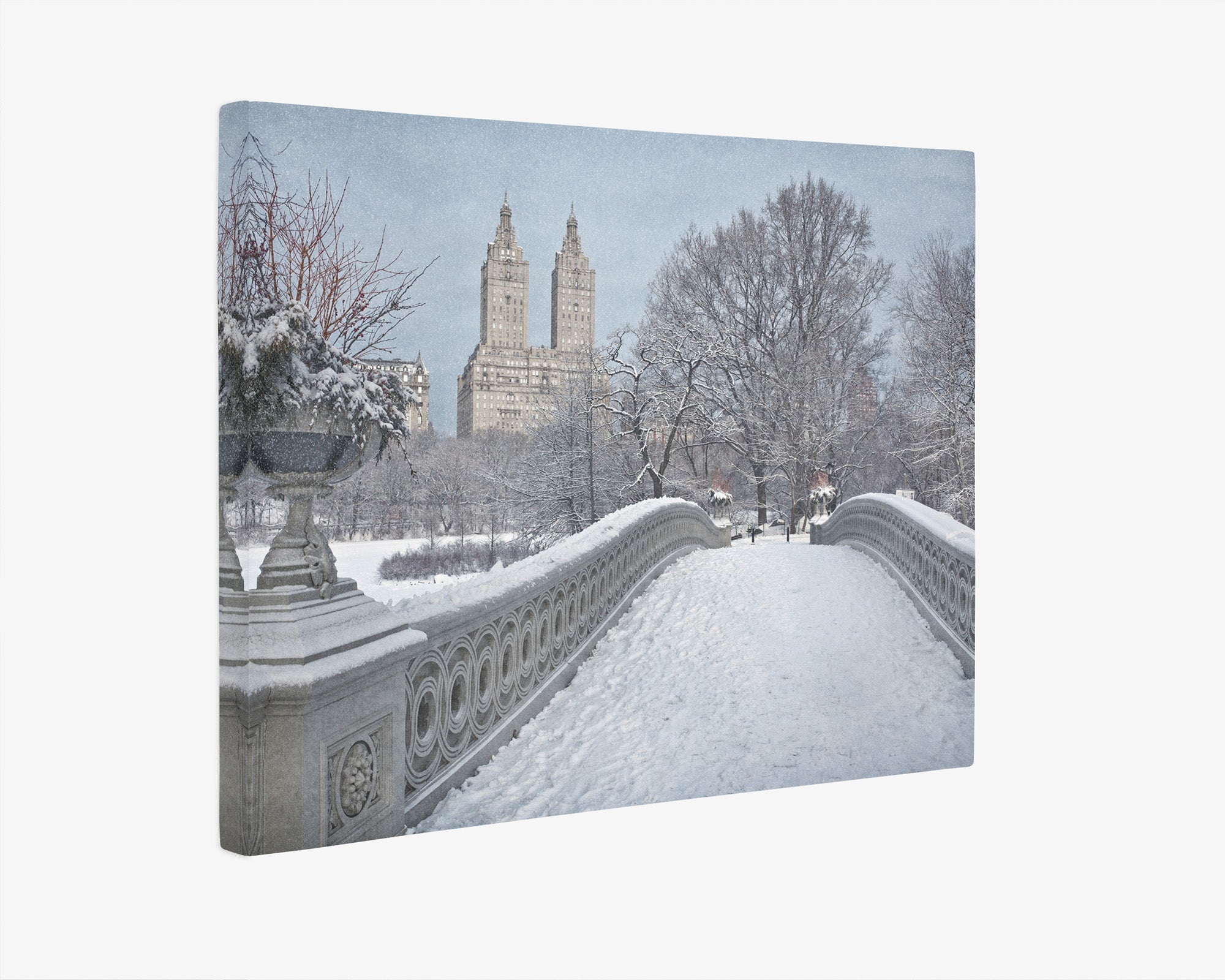 New York City Canvas Wall Art, 'Snow on Bow Bridge'