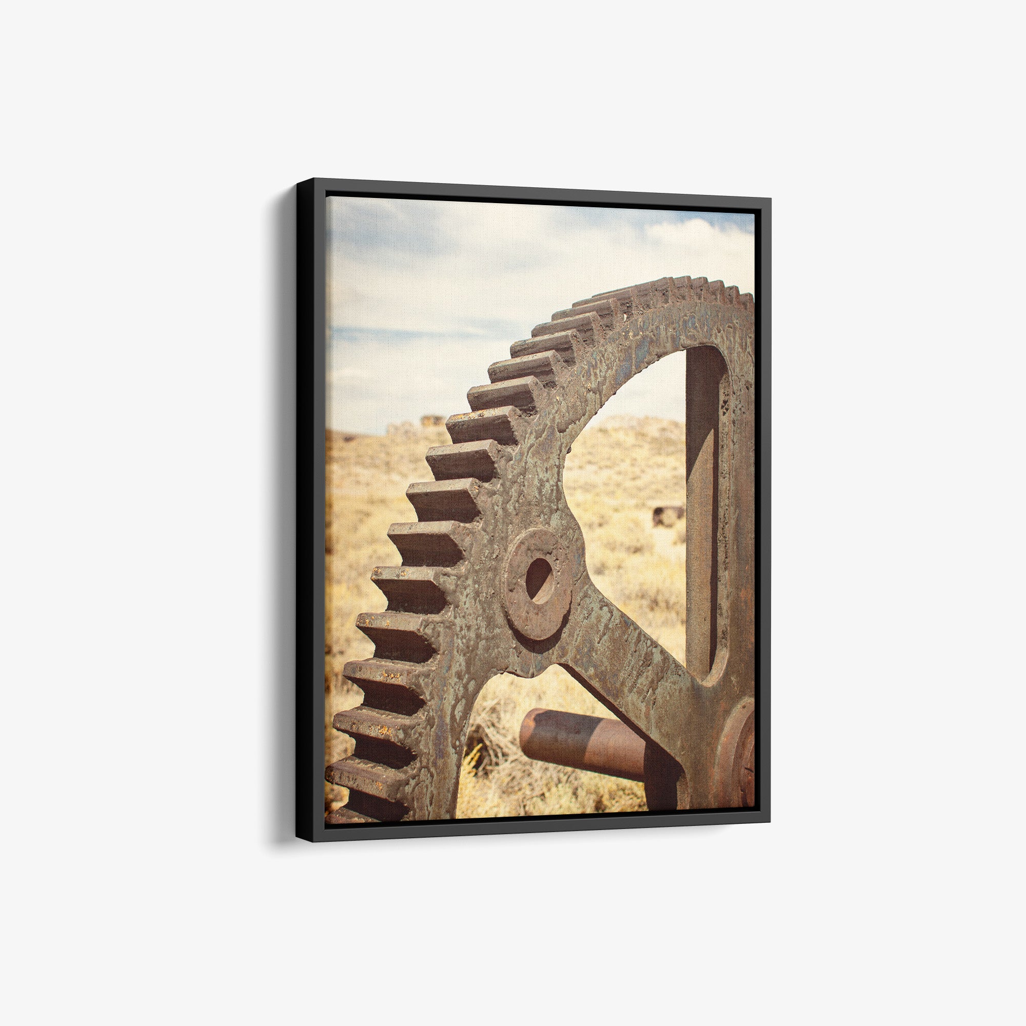 Rustic Industrial Canvas Wall Art, 'Giant Rusty Cog'