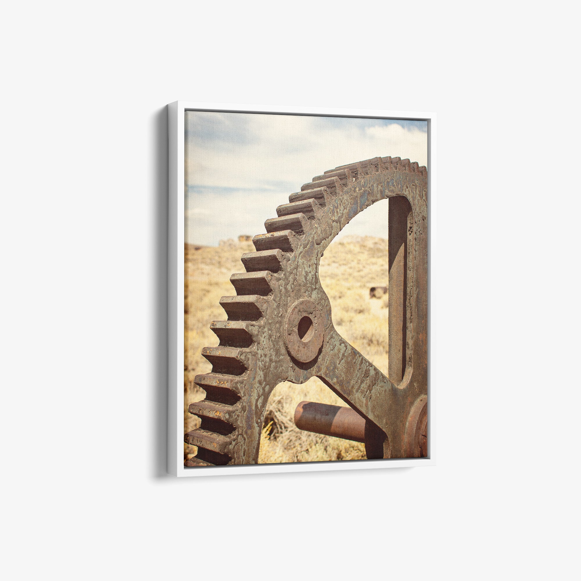 Rustic Industrial Canvas Wall Art, 'Giant Rusty Cog'