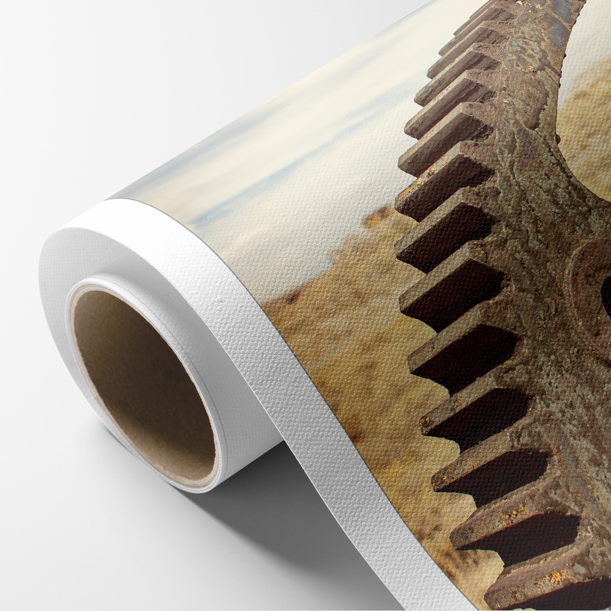 Rustic Industrial Canvas Wall Art, 'Giant Rusty Cog'