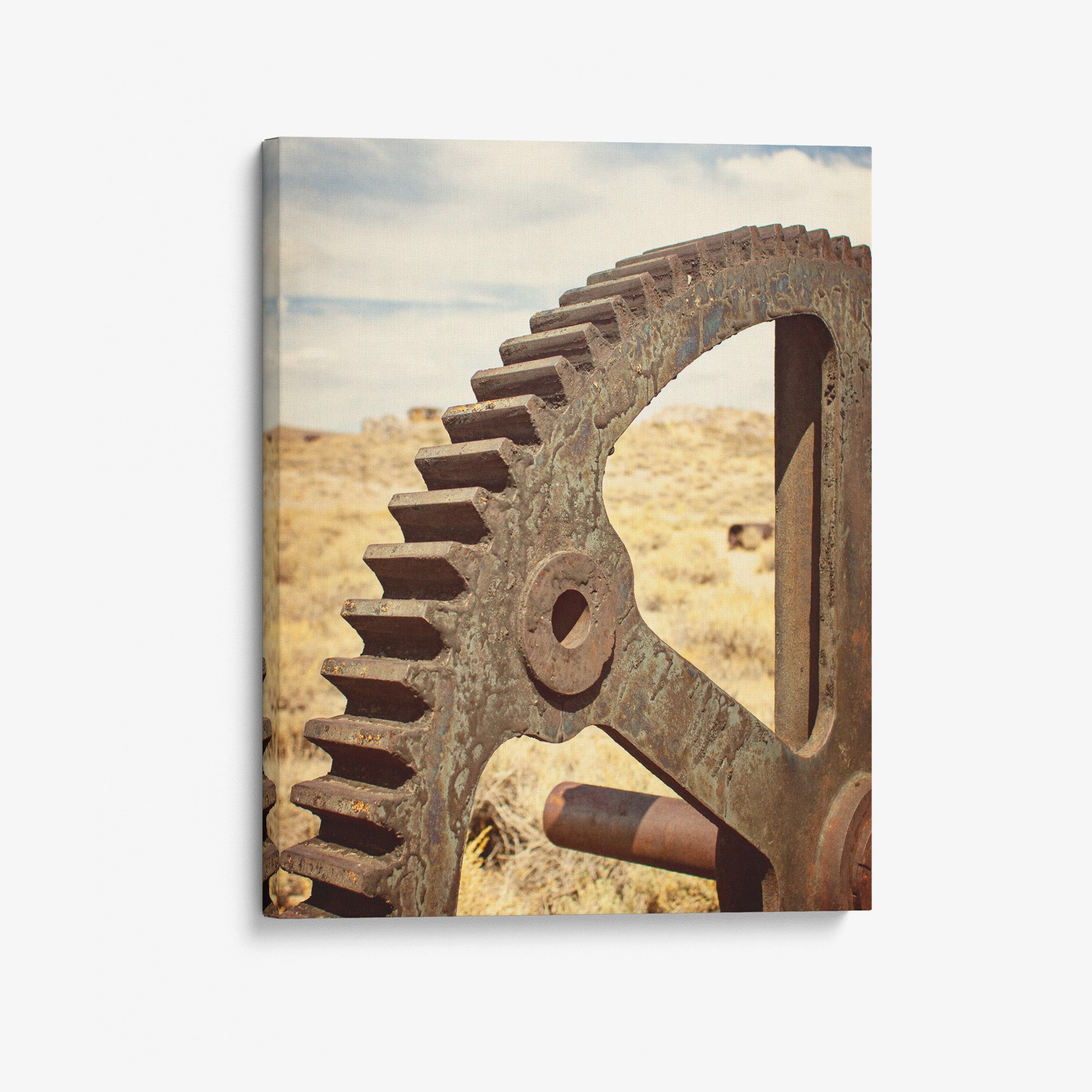 Rustic Industrial Canvas Wall Art, 'Giant Rusty Cog'