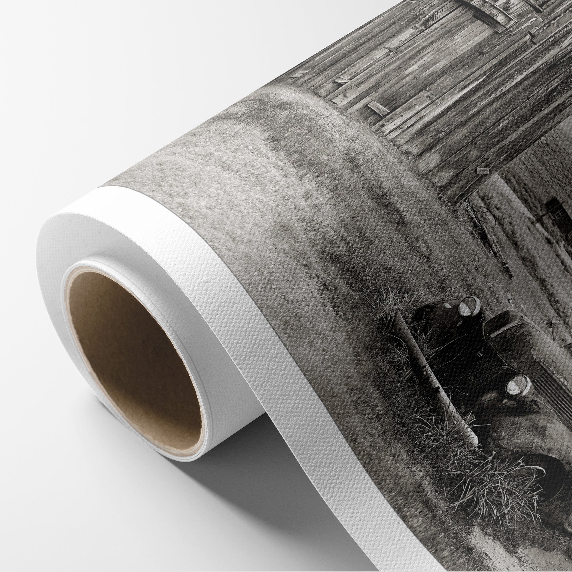 Rustic Farmhouse Canva Print, 'Old Car at Bodie (Black & White)'