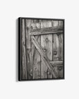 Farmhouse Barn Door Canvas Print 'Rustic Wood Door (Black & White)'