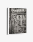Farmhouse Barn Door Canvas Print 'Rustic Wood Door (Black & White)'
