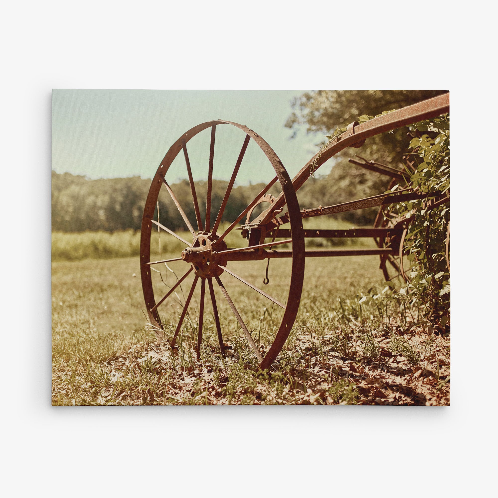 Rustic Farmhouse Canvas Wall Art, 'Rustic Wagon Wheel'