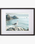 A framed photograph of a Big Sur Landscape Print, 'Lobster Mornay For Tea' by Offley Green, printed on archival photographic paper, displayed against a white background.