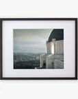 Framed archival photographic print of Offley Green's 'The Sky At Night' Griffith Observatory Print at dusk overlooking the Los Angeles city view with twinkling stars above.