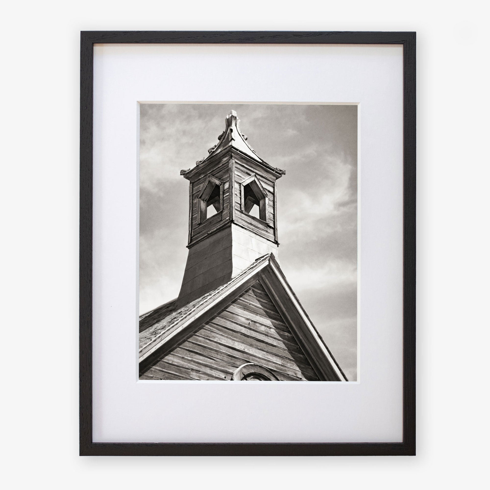 Rustic Farmhouse Wall Art, 'Old Church Tower (Black & White)'