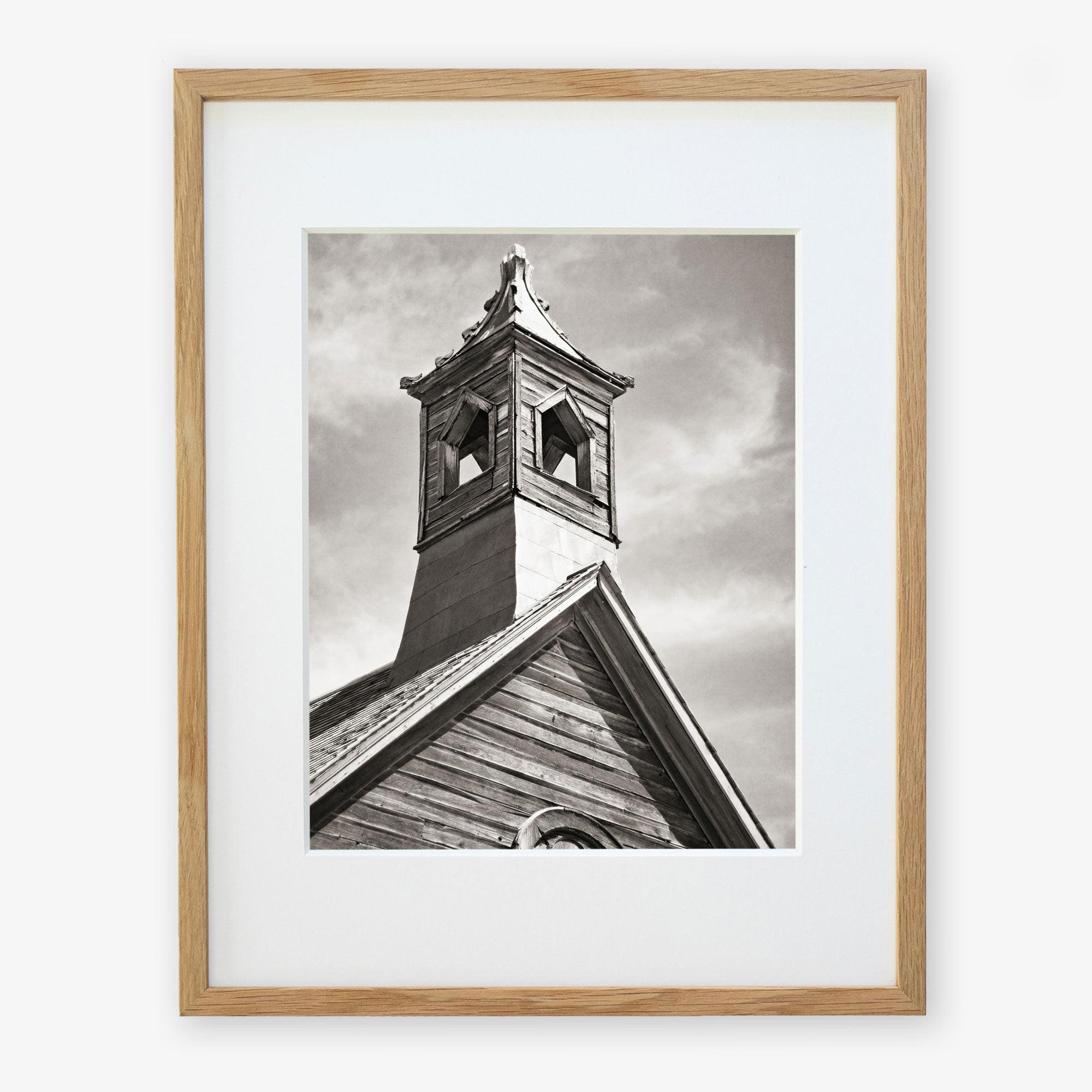 Rustic Farmhouse Wall Art, 'Old Church Tower (Black & White)'