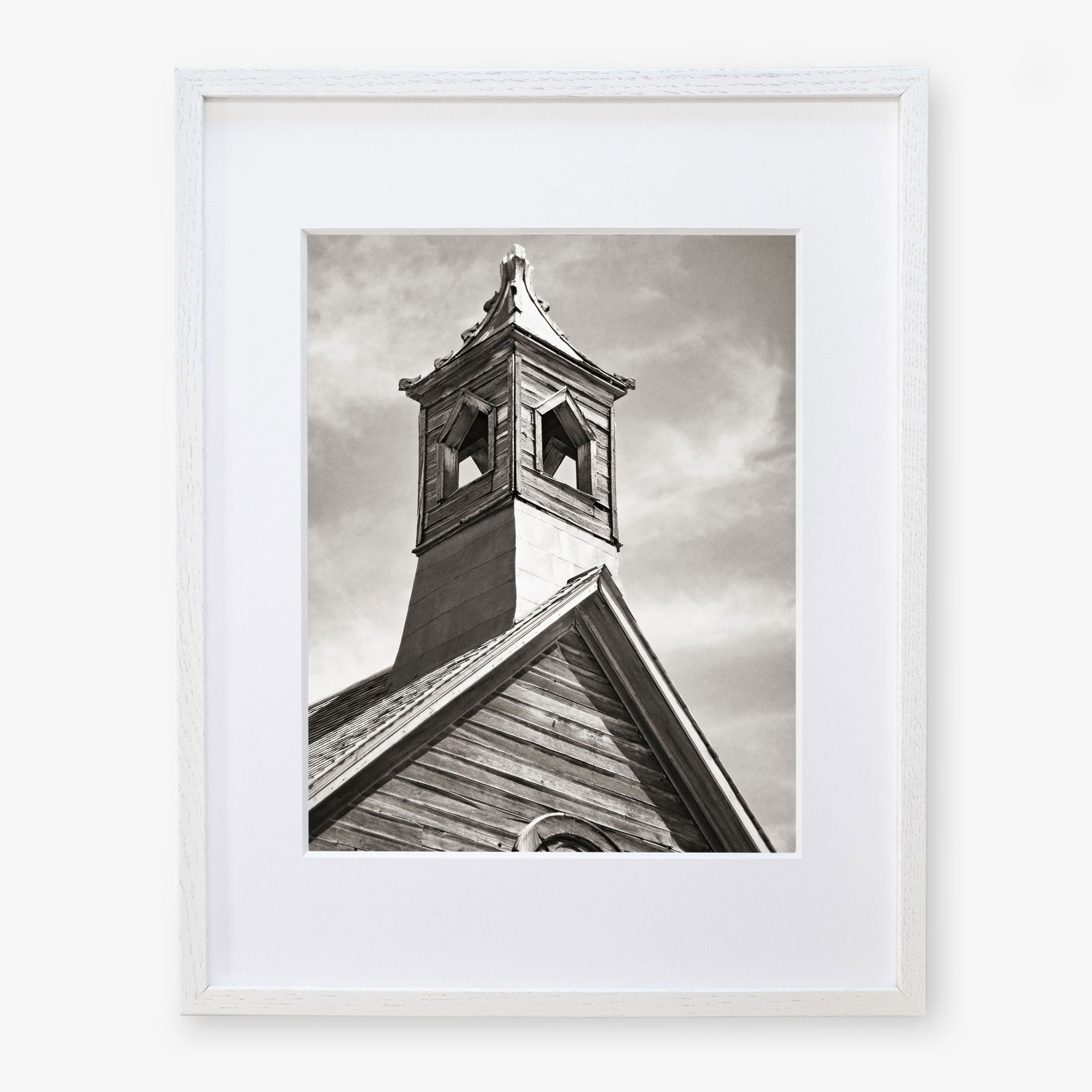 Rustic Farmhouse Wall Art, 'Old Church Tower (Black & White)'