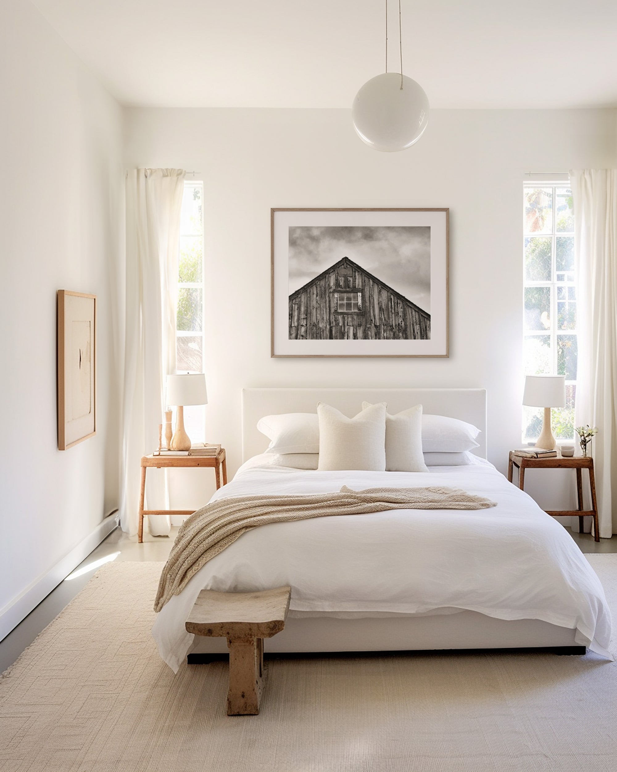 Farmhouse Rustic Print, 'Old Barn at Bodie (Black & White)'