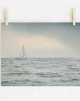 Nautical Sail Boat Art, 'Sailing Into Rain'
