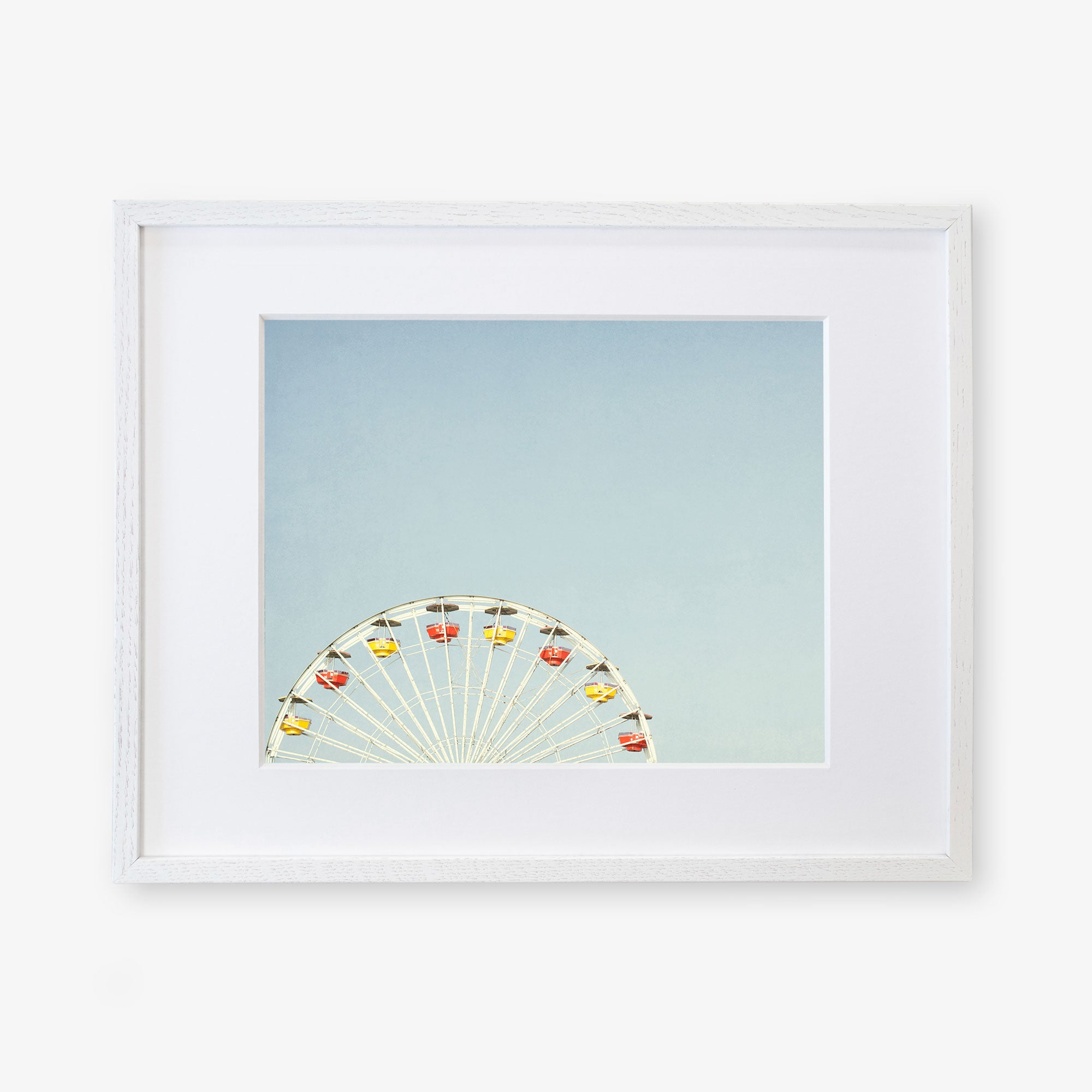 Print of the Santa Monica pier ferris wheel in a white frame