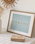 Venice Beach Sign Print, 'Blue Venice'
