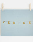 Venice Beach Sign Print, 'Blue Venice'