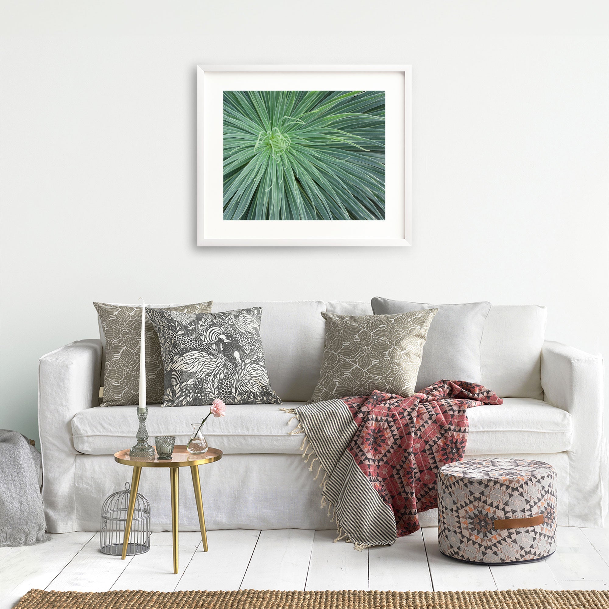 Abstract Green Botanical Print, 'Desert Fireworks'