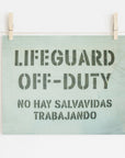 Teal Blue Surfer Beach Print, 'Off Duty'