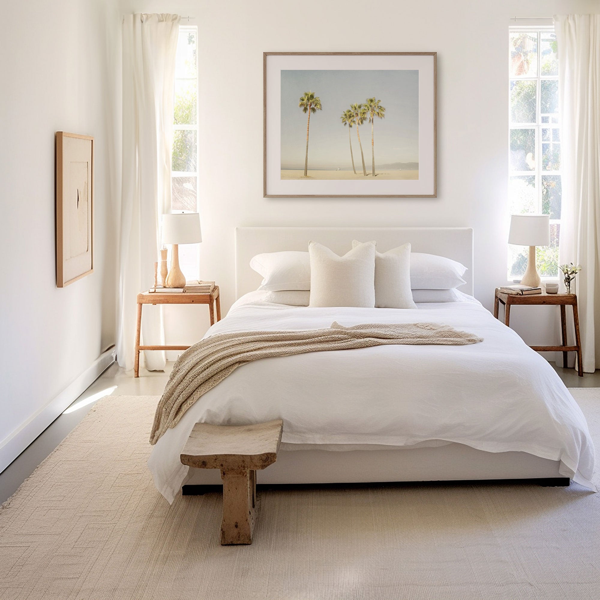 California Beach Palm Tree Print, 'Boardwalk Palms'