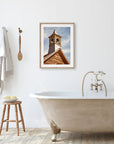 Rustic Farmhouse Wall Art, 'Old Church Tower (Black & White)'