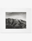 Black and white photograph of the Offley Green Hollywood Sign Black and White Vintage Print, 'Old Hollywood' on archival photographic paper, framed within a white border.