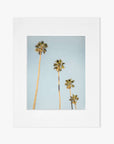 A plain white square frame with a smaller, centered grey square area featuring an Offley Green Los Angeles Palm Tree Photographic Print 'Palm Stairs to Heaven', set against a white background, giving a minimalist and modern appearance.