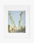 A simplistic white square frame with a clean design, showcasing an empty gray central area suitable for displaying artwork or a photograph of Los Angeles Palm Tree Lined Street 'Sunset Boulevard Dreams' by Offley Green.