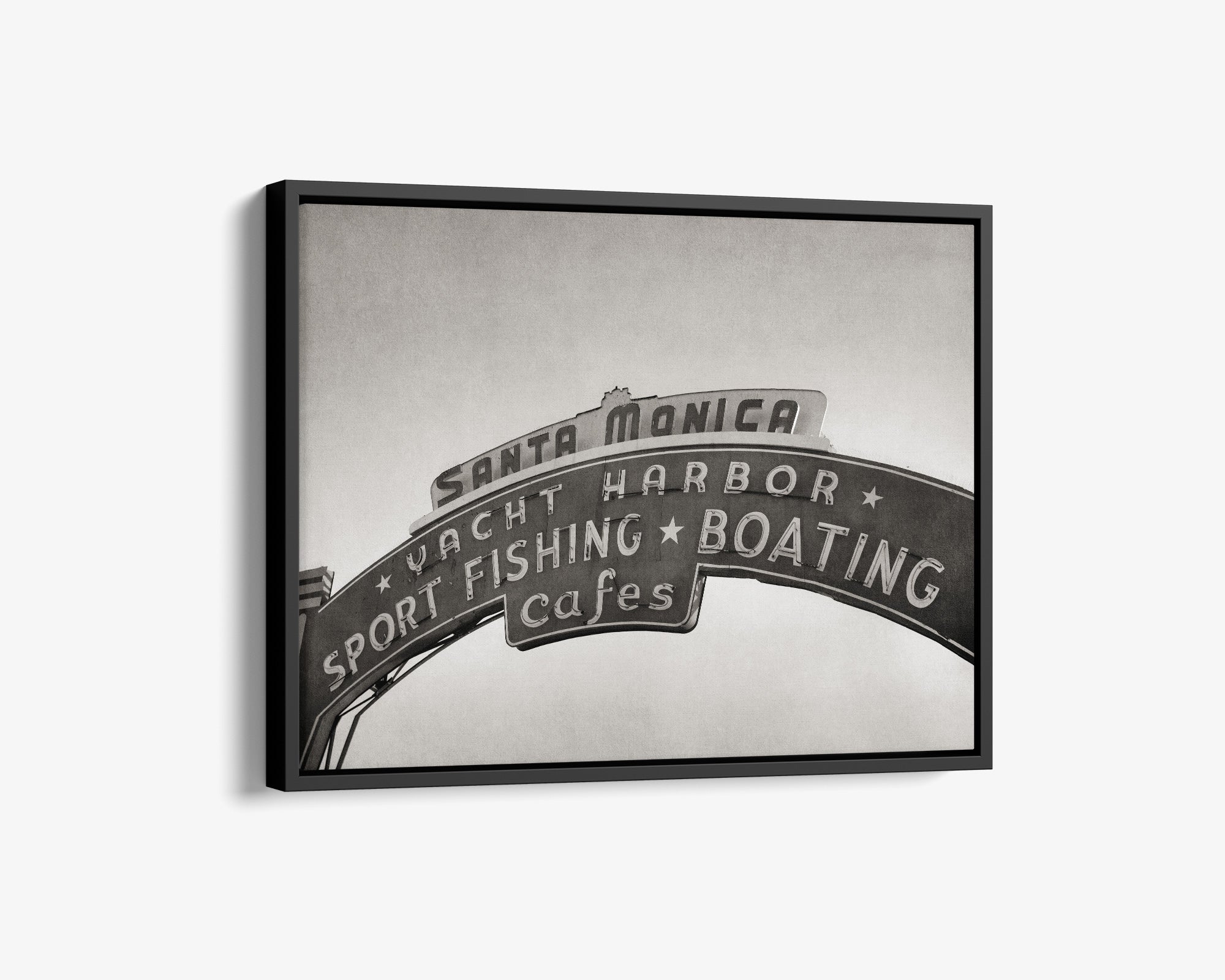Los Angeles California Canvas Wall Art, &#39;Santa Monica Pier Blues (Black &amp; White)&#39;