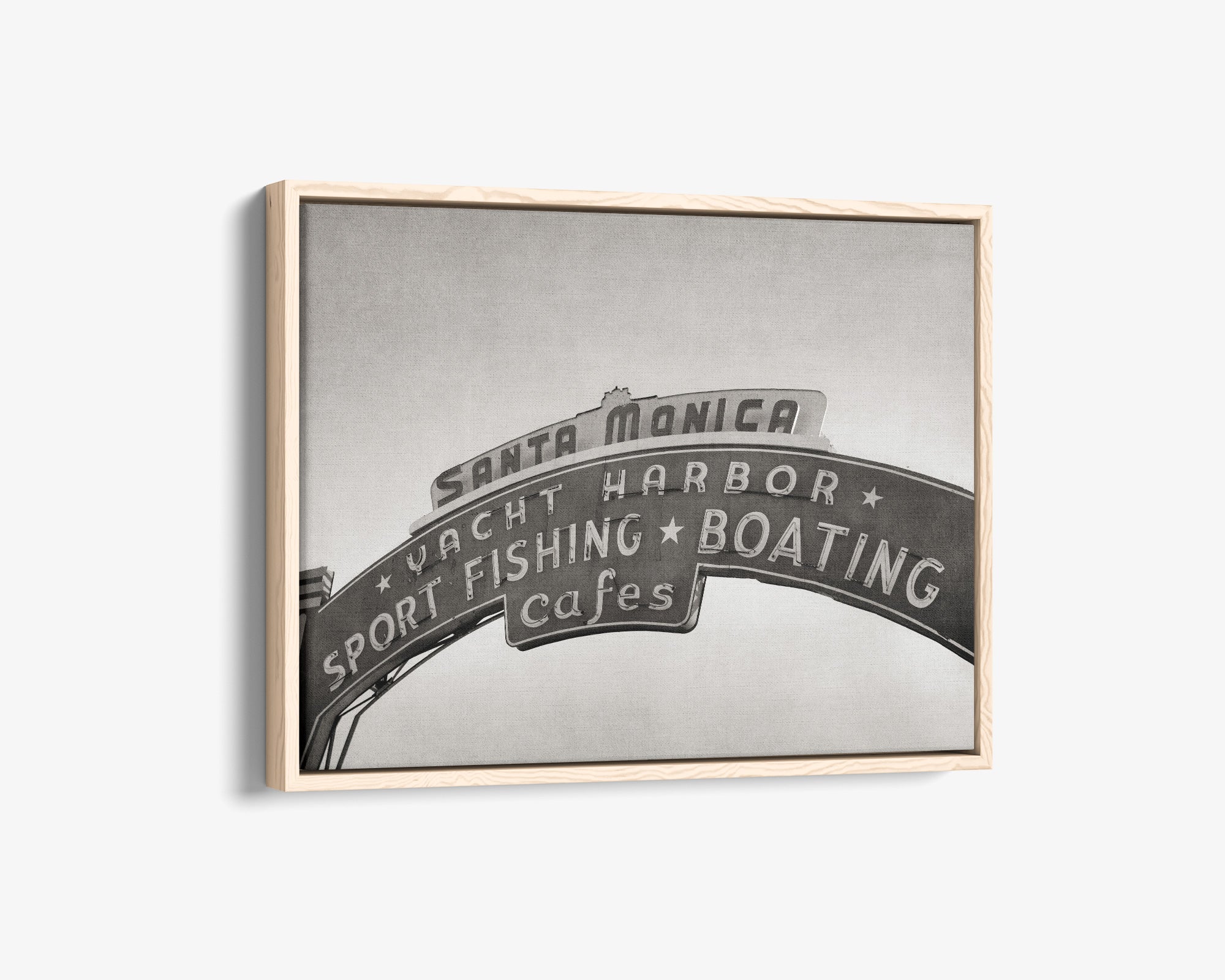 Los Angeles California Canvas Wall Art, &#39;Santa Monica Pier Blues (Black &amp; White)&#39;