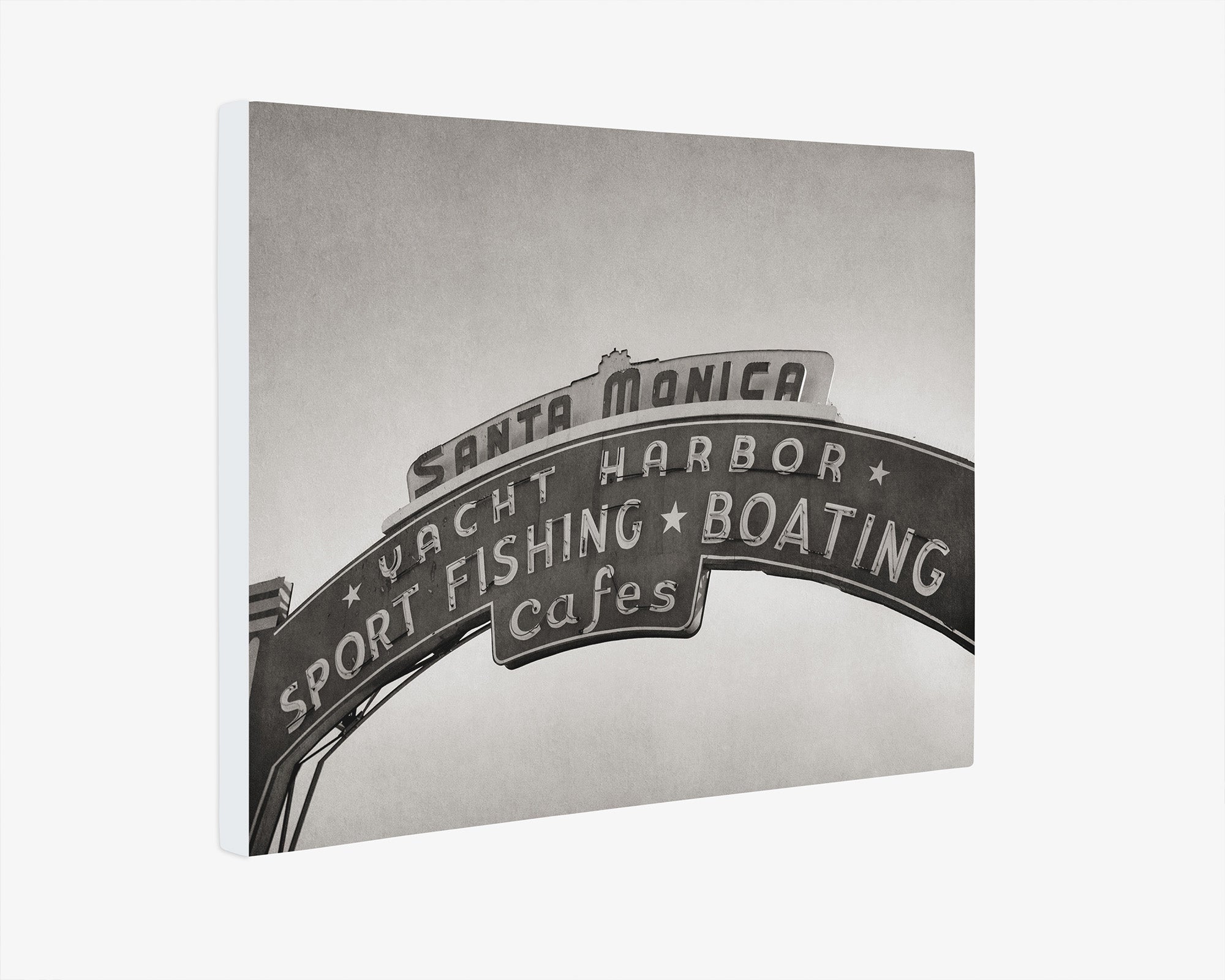 Los Angeles California Canvas Wall Art, &#39;Santa Monica Pier Blues (Black &amp; White)&#39;
