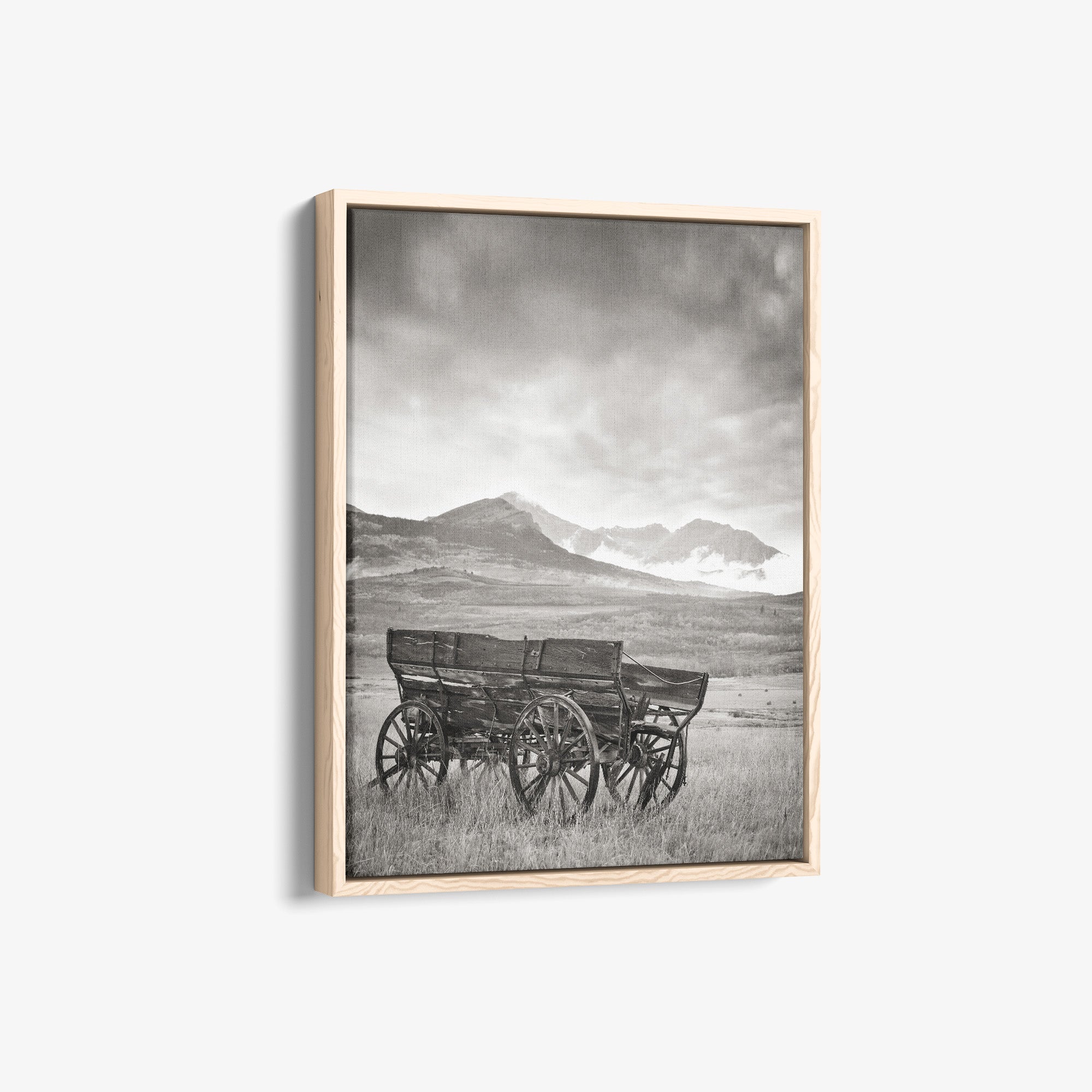 Rustic Farmhouse Canvas Wall Art, &#39;Old Wagon (Black &amp; White)&#39;