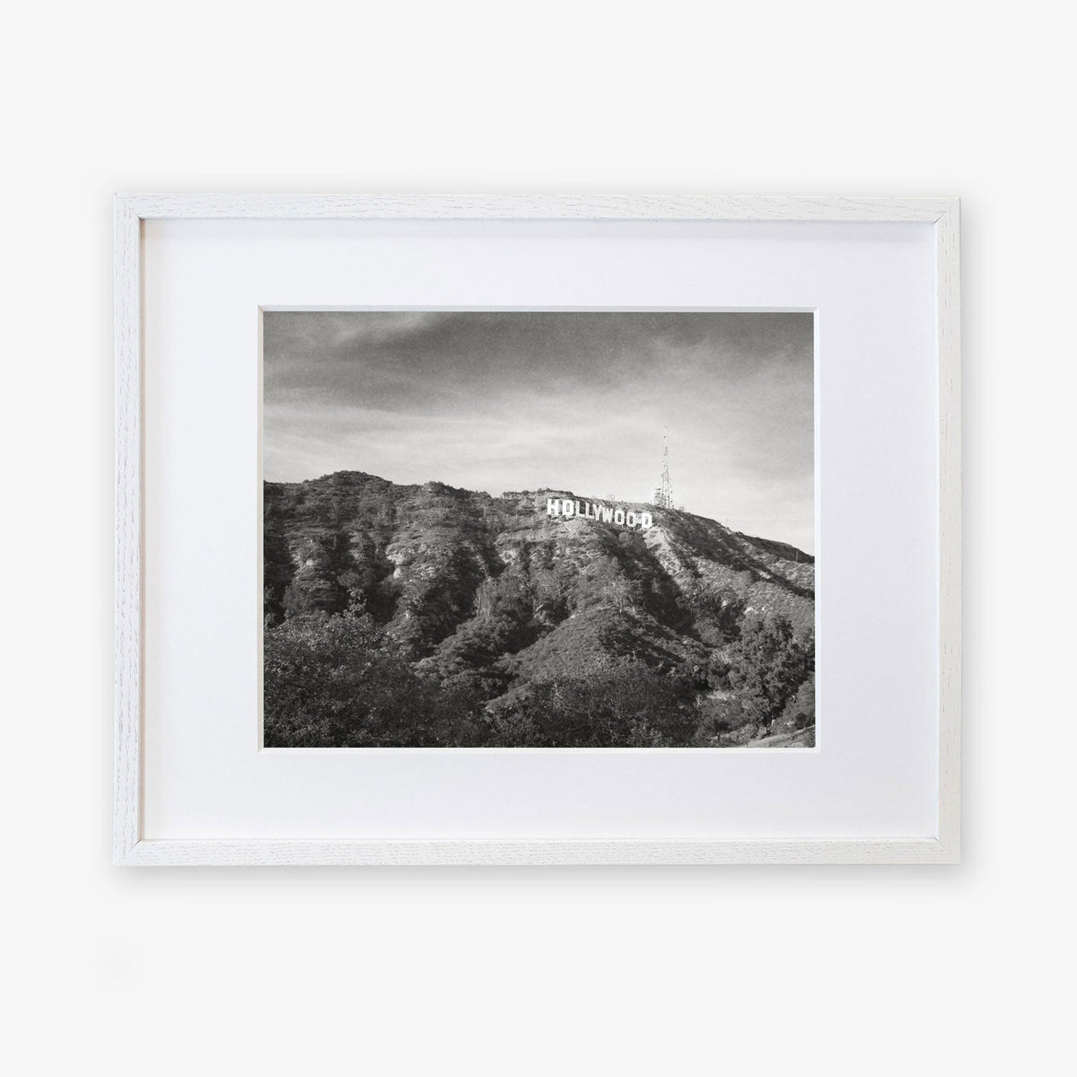 Hollywood Sign Black and White Vintage Print, 