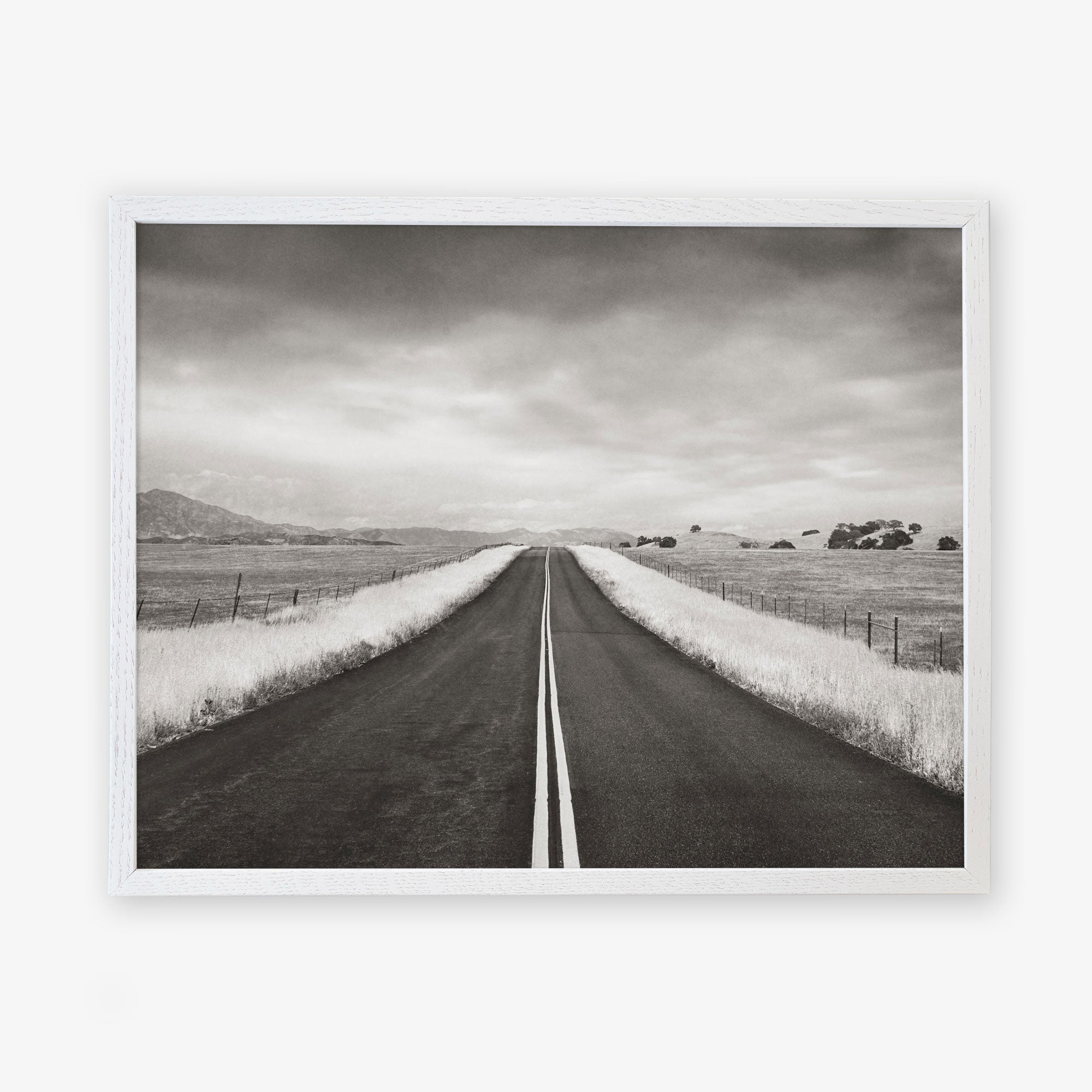 Black and White Rural Landscape Art, 'American Road Trip' – Offley