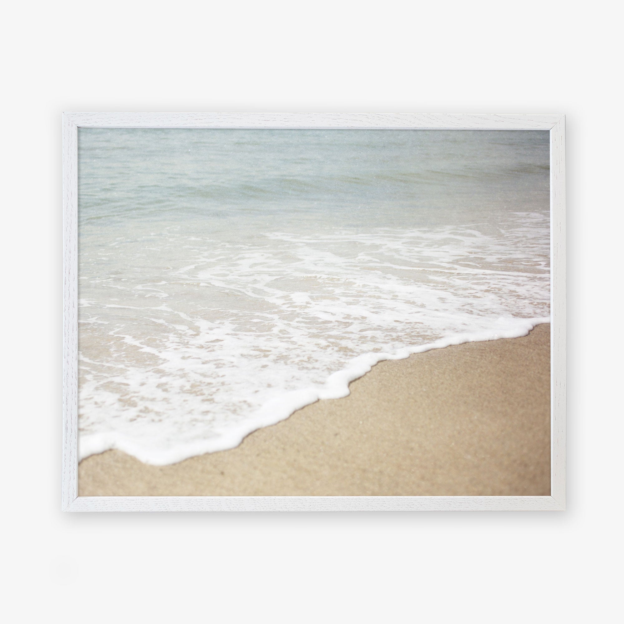 Framed photograph of a Beach Waves Print, &#39;Chasing Surf&#39;, capturing a tranquil seaside scene on a California beach by Offley Green.