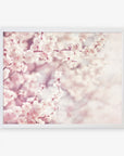 A framed image of delicate cherry blossoms in shabby pink tones, capturing a dreamy and ethereal springtime scene - Offley Green's Pink Floral Print, 'Dreamy Blossom'.