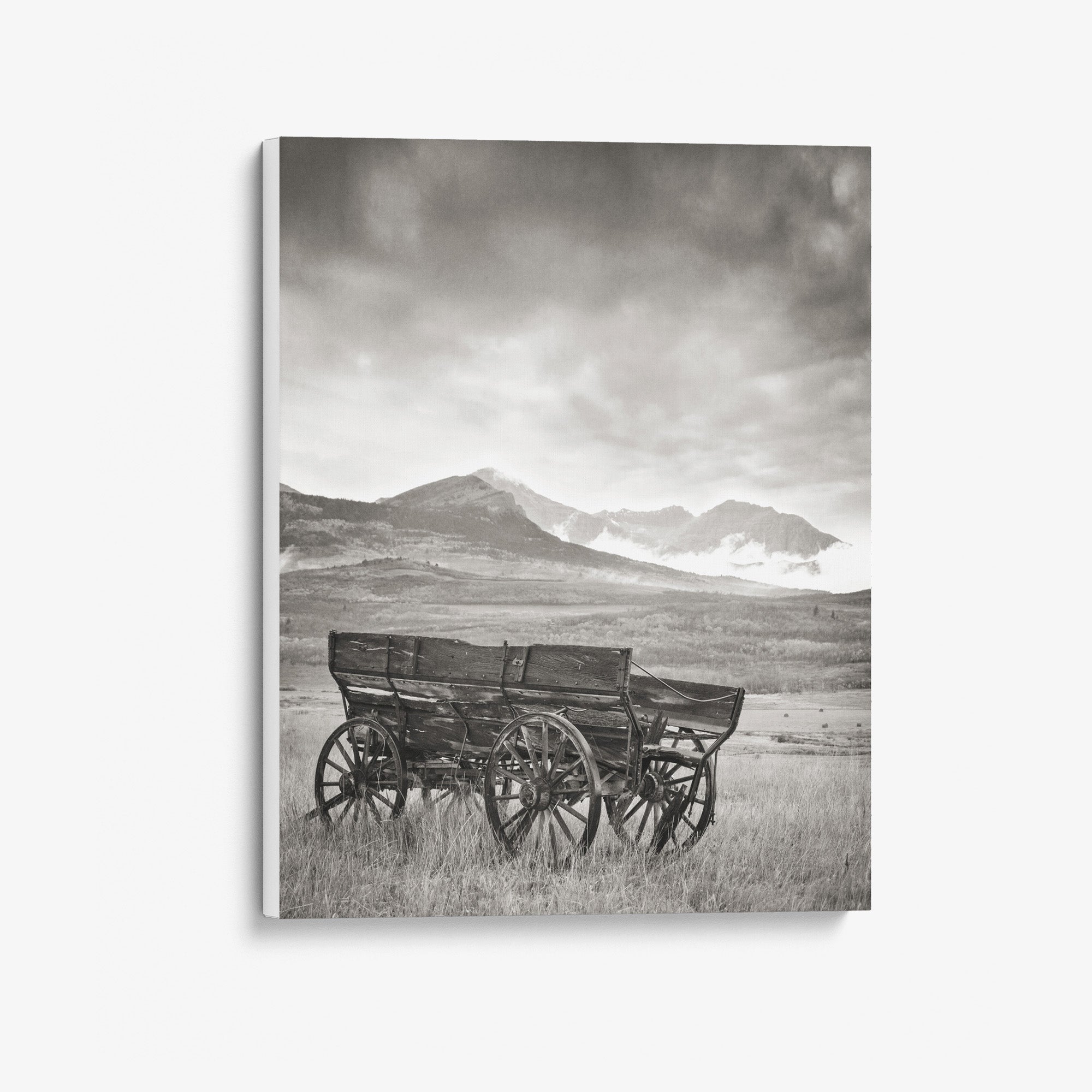 Rustic Farmhouse Canvas Wall Art, &#39;Old Wagon (Black &amp; White)&#39;