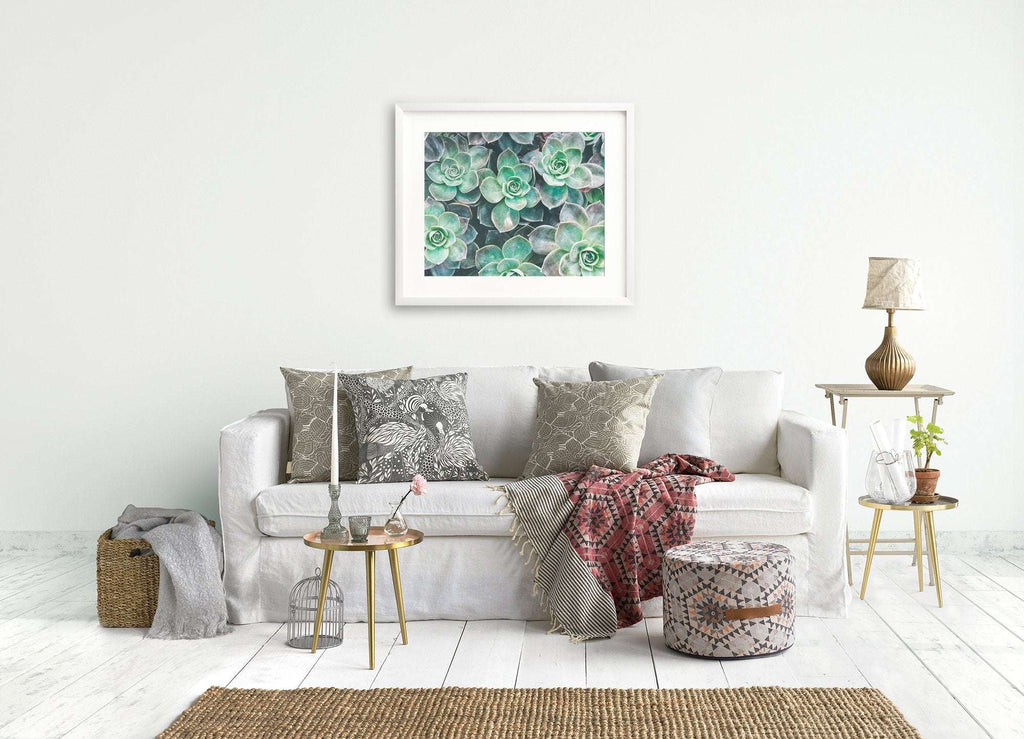 Fresh Green Succulent Print, 'Bed of Succulents'