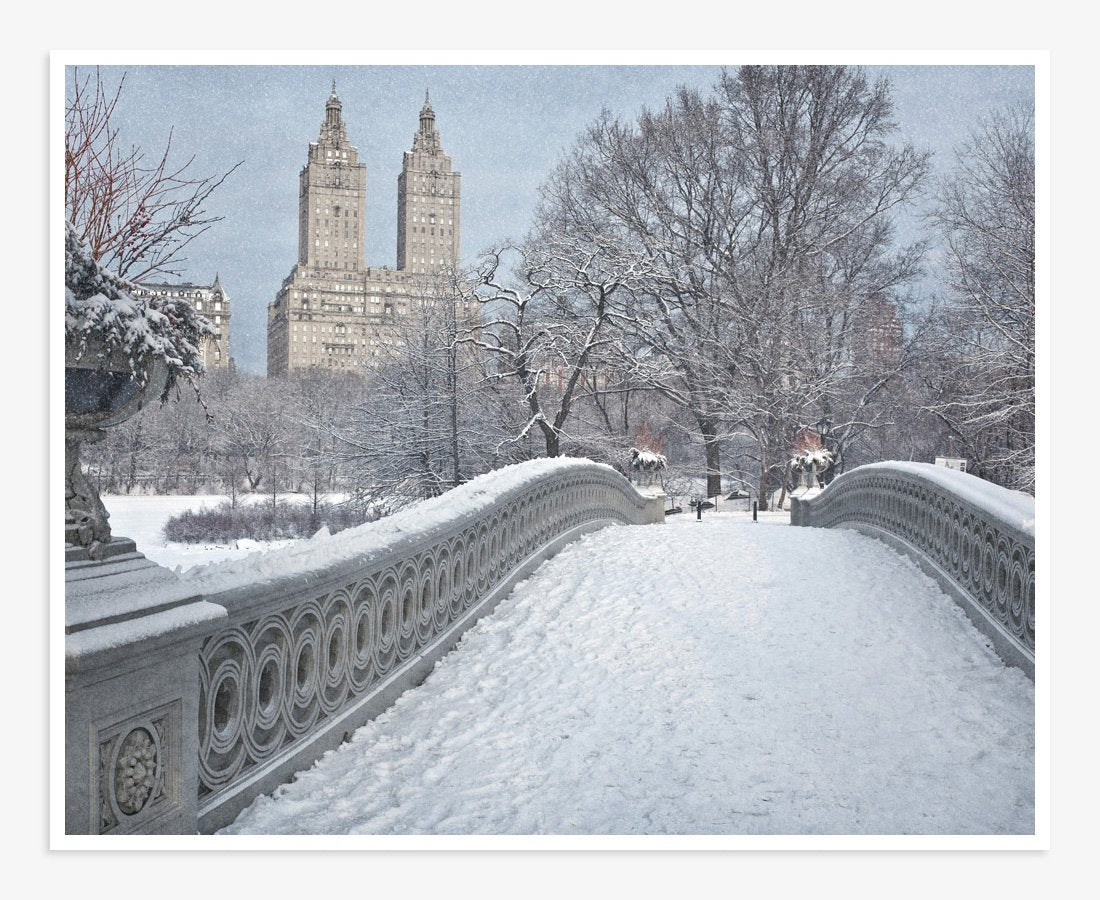New York City Print, &#39;Snow on Bow Bridge&#39;