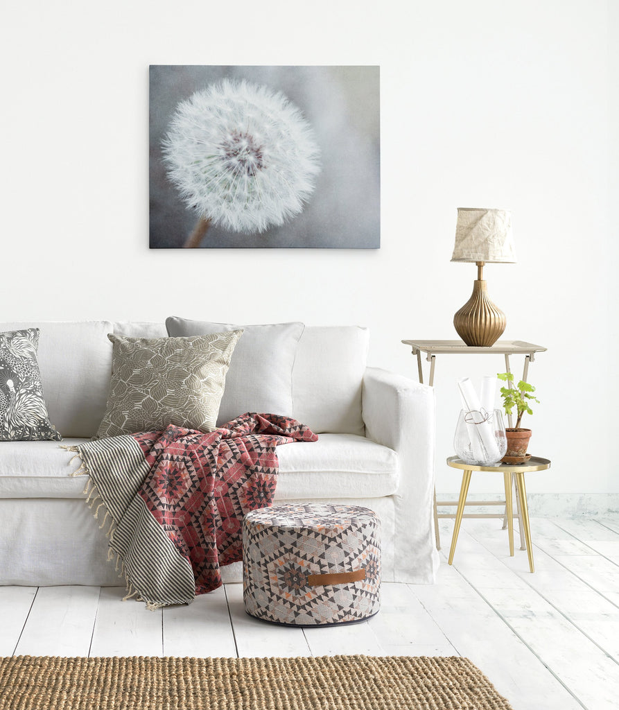 Dandelion canvas wall art in a living room
